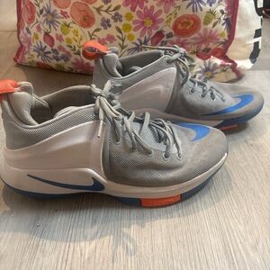 Nike LeBron Gray and White Sneakers with Blue Details